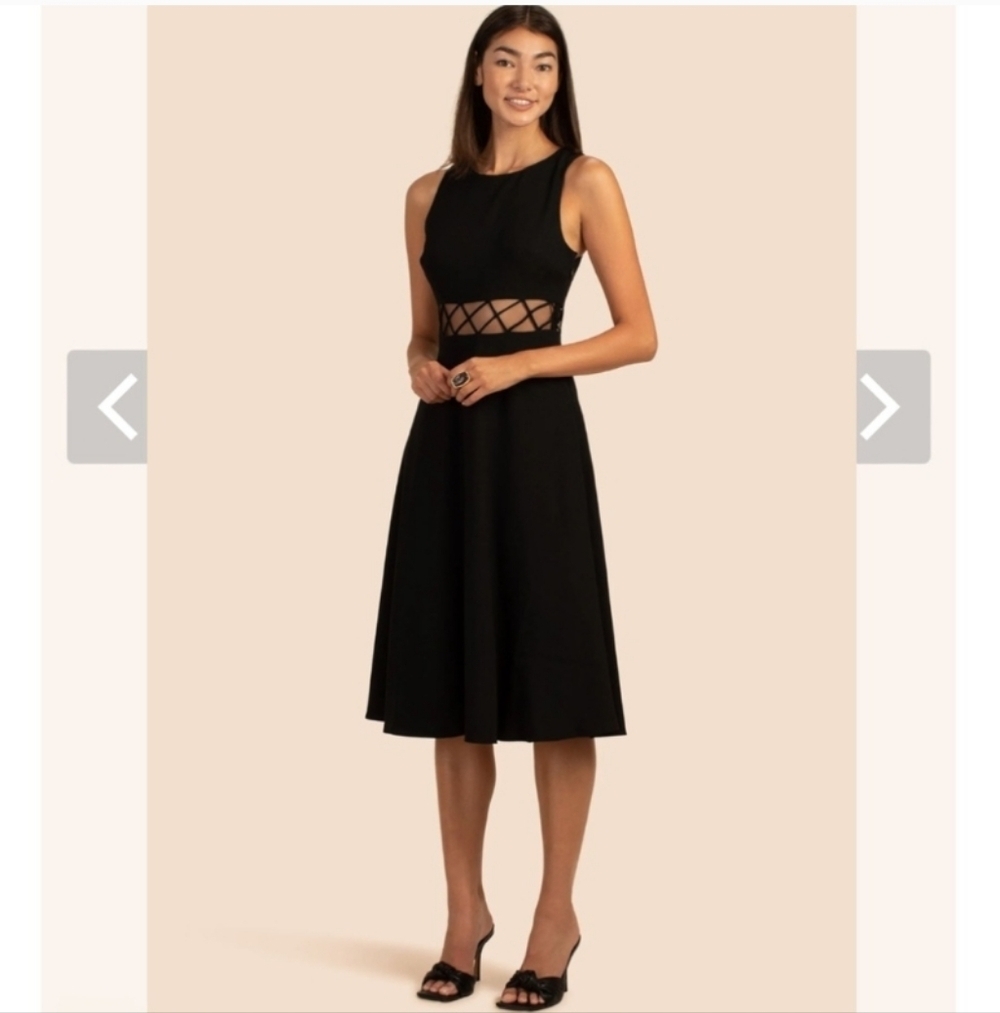 Trina Turk Priyanka Mesh Cut-Out Dress Size 8 Black NWT